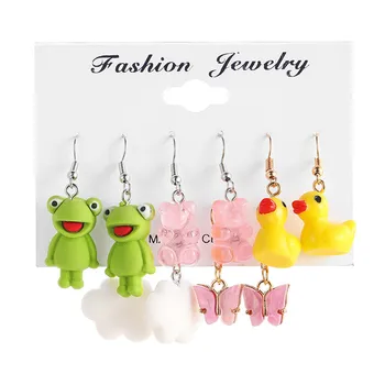 Набор подвесных серег ZOSHI New Style Frog Duck Clouds Gummy Bear Butterfly Drop Earring for Women Girls Party Jewelry