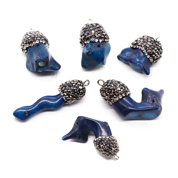 Натуральное морское бамбуковое ожерелье с синими кораллами, подвески со стразами, Коралловые подвески для изготовления ювелирных изделий, аксессуары для ожерелья своими руками