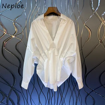 Неплоэ, Французская Нерегулярная Плиссированная Рубашка С V-образным вырезом И рукавом 