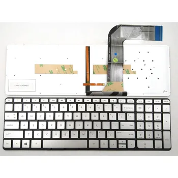Новая клавиатура для ноутбуков HP Envy 15T-K000 15T-V000 17-K000 17-K011NR серии 17-K100 17-K200 - Серебристая Без рамки и с подсветкой