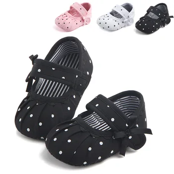 Обувь для новорожденных Девочек, милая обувь для малышей в горошек, весенняя дышащая хлопковая нескользящая Мягкая удобная детская обувь для малышей