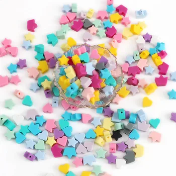 Оптовая продажа 100-1000 Штук Силиконовых бусин Star Heart Crown DIY Ожерелье для прорезывания зубов Аксессуары Цепочка для Пустышки при прорезывании зубов