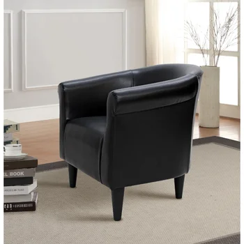 Основное Акцентное кресло-ковш из Искусственной Кожи, Черное акцентное кресло