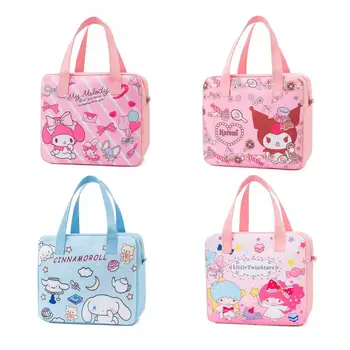 Переносная сумка-ланч-бокс Hello Kitty Bento Bag Oxford Little Twin Stars My Melody Cute Student Lunch Box Изоляционные сумки Sanrio CN