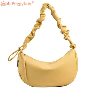Плиссированная сумка для подмышек на шнурке, модная женская сумка Cloud Bubble, повседневные портативные простые дизайнерские сумки однотонного цвета.