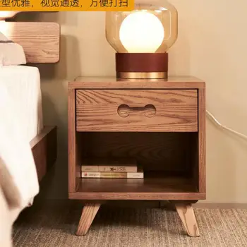 Прикроватная тумбочка из японского бревна, небольшой шкафчик для хранения, ящик для хранения, спальня, прикроватная тумбочка из ясеня в скандинавском стиле
