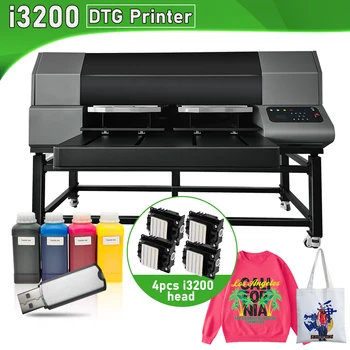 Принтер A2 DTG для Epson I3200 Цифровая печатная машина Двусторонний принтер DTG Планшетный принтер для футболок, толстовок, сумок, тканей