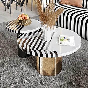 Роскошный журнальный столик Nordic light с круглой прострочкой в виде зебры дизайнерская модель комнаты современная минималистичная гостиная для дома