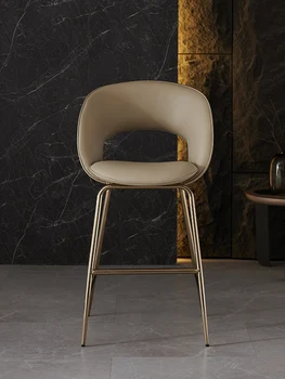 Роскошный стул rainbow в стиле золотое шампанское, золотое зеркало из нержавеющей стали, поли-уретановый барный стул на высоких ножках advanced home.