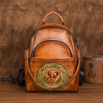 Рюкзак из натуральной кожи TYTX, женская винтажная сумка через плечо, дорожный рюкзак, Сумка-мессенджер, сумки