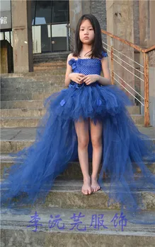 Свадебное платье для девочек, платье с цветочным узором, синее платье принцессы для девочек в цветочек, осенняя одежда для маленьких девочек, платья для вечеринок на Хэллоуин для девочек