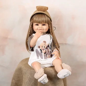Силиконовый корпус 55 СМ, кукла Reborn Baby с улыбающимся лицом, Новорожденные Куклы для детей в подарок на День Рождения, Игрушка