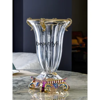 Скандинавская прозрачная стеклянная ваза С эмалью Креативное Украшение дома Украшение стола в гостиной аксессуары для украшения дома декор