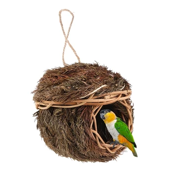 Скворечник ручной вязки из травы Снаружи натурального гнезда колибри