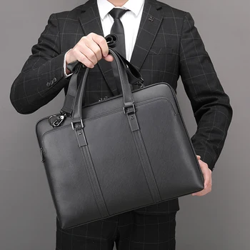 Сумка-портфель для ноутбука, сумки из натуральной кожи, повседневная сумка-блокнот, повседневные рабочие сумки, Мужская сумка для документов