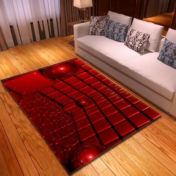 Фланелевые Ковры в красную геометрическую клетку с 3D-печатью для гостиной, спальни, большого ковра, детской комнаты, игровой площадки, ковриков для домашней прихожей