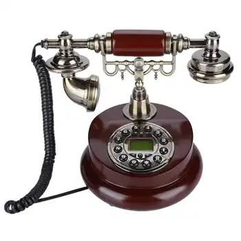 Цифровой стационарный телефон Классический Винтажный Антикварный телефон Старомодный домашний телефон с кнопочным набором номера для украшения