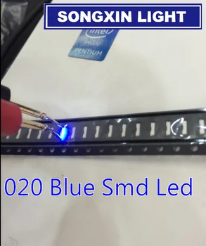 100шт/Led 020 SMD Светодиодный диод Вид сбоку 020 синих светодиодных ламп 3806 Синий светодиодный индикатор