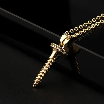 2023 Новое Модное ожерелье с винтовым гвоздем, Женская подвеска в стиле панк, Цепочка золотого цвета, Креативное ожерелье, подарки