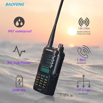 Baofeng UV-9R автомобильная рация мобильное радио 8 Вт высокой мощности 67 Класс водонепроницаемости на открытом воздухе