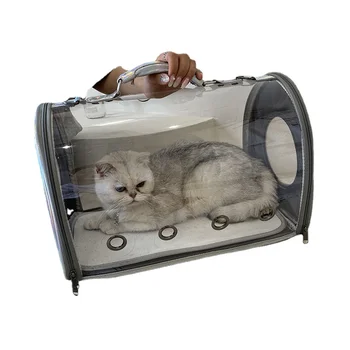 Bolsa de gato transparente para coche, bolsa portátil transpirable, jaula para gato, suministros para perro mascota, cápsula eCD