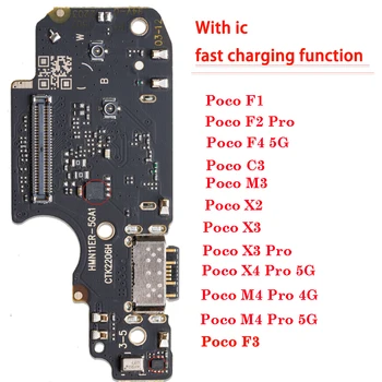 USB Зарядное Устройство Зарядный Порт Для Xiaomi Poco F1 F2 Pro F3 F4 C3 M3 X2 X3 X4 M4 Pro 4G 5G NFC Док-станция Разъем Микрофонная Плата Гибкий Кабель