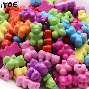 iYOE 30 шт., акриловые бусины-мишки ярких цветов, бусины-разделители Cute Gummy Bear Для изготовления браслета, ожерелья, серег