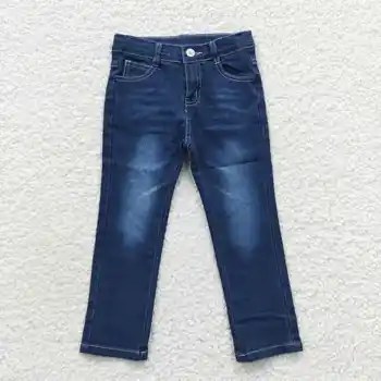 p00085wholesale / лидер продаж, Джинсы для девочек, Темно-синие Джинсовые Брюки, эластичные расклешенные штаны для девочек, одежда для маленьких девочек от 2 до 12 лет