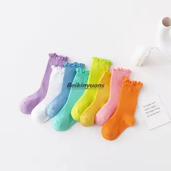 Детские летние носки, тонкие дышащие сетчатые носки японского карамельного цвета с полыми ушками из дерева Love для девочки-младенца
