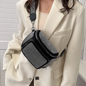 Женская поясная сумка, модная поясная сумка с заклепками, брендовые дизайнерские сумки через плечо, модные кожаные женские сумки на ремне