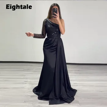 Женские вечерние платья Eightale в арабском стиле с длинным рукавом на одно плечо, Дубайские атласные платья для выпускного вечера в стиле русалки, халат de soirée