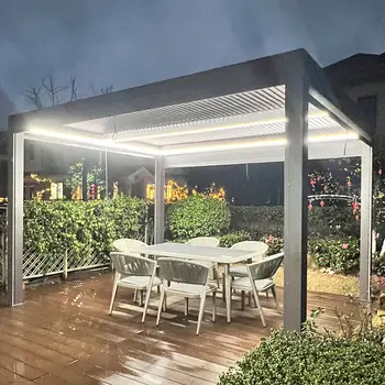 Индивидуальный открытый павильон из алюминиевого сплава, солнечная комната, телескопический навес, внутренний двор, электрические жалюзи, гараж
