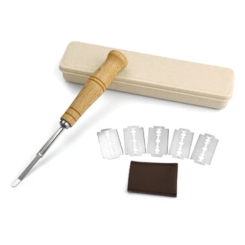 Инструмент для нарезки ломтиков хлеба, нож для нарезки теста с 5 бритвенными лезвиями, футляр для хранения, нож для нарезки красивого рисунка