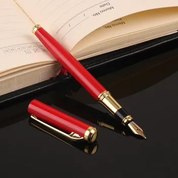 Красная авторучка с металлическими чернилами, канцелярские принадлежности, высококачественные ручки с пером 0,5 мм, подходящие для подарков людям