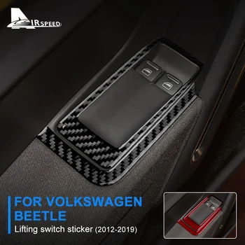 Наклейка из настоящего углеродного волокна для Volkswagen VW Beetle 2012-2019 Декор крышки переключателя подъема автомобиля Внутренняя Отделка Аксессуары для укладки