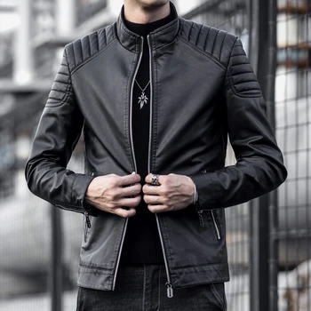 Новая кожаная куртка Motorcycle Pilot, модный бренд, мужская дизайнерская кожаная куртка в стиле панк с косой застежкой-молнией, мужская кожаная куртка-пальто