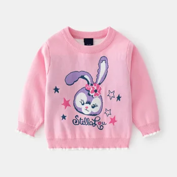 Новый свитер для детей, зимняя одежда, животные, кролик, свитера для девочек, утепленный пуловер, теплая детская верхняя одежда на осень и зиму