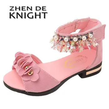 Сандалии для девочек, богемные детские туфли в римском стиле, Летняя Новая детская пляжная обувь для маленьких девочек, расшитая бисером