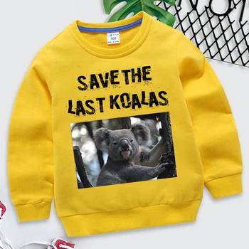 Толстовка Save The Last Koalas для девочек Harajuku Animal Hoodie для подростков Винтажные Коалы Y2k Sudadera Crewneck Детская Одежда Для мальчиков