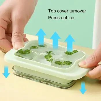 Форма для кубиков льда, лоток для кубиков льда с антипригарным покрытием, 6 решеток, легко извлекаемые лотки для кубиков льда