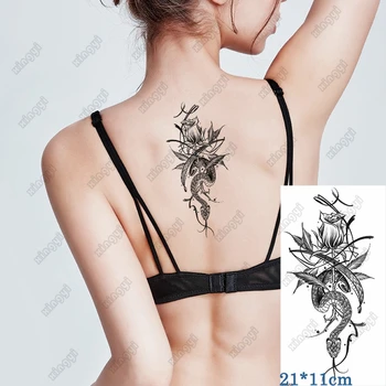 Черная змея, водонепроницаемая временная татуировка, наклейка Vicious Cobra Flash Tatto, Линия Розы, боди-арт, рука, искусственная татуировка для мужчин И женщин